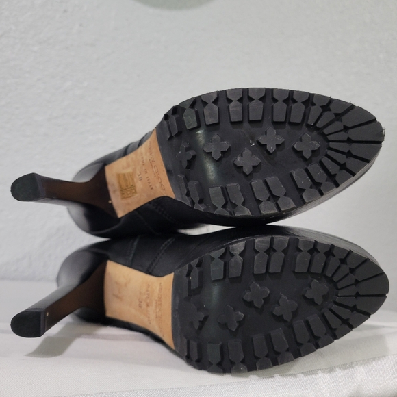 Jimmy Choo Dylan Black Leather Moto Boots Heels EU38 US 7.5 - Picture 7 of 11